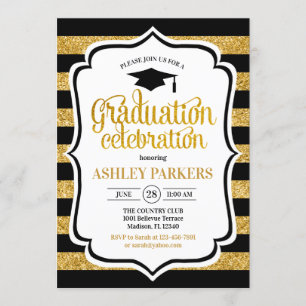 Invitation Graduation - Bandes d'or noir