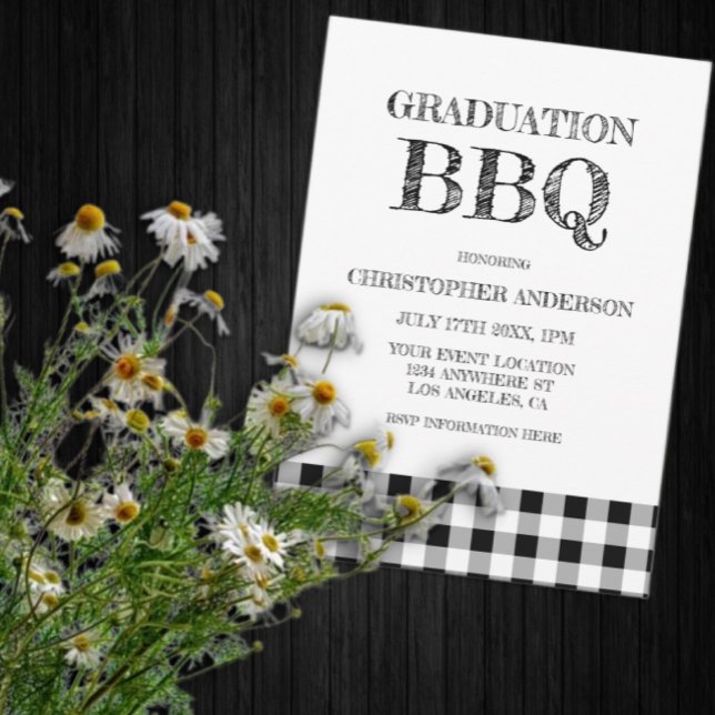 Invitation Graduation BBQ Gingham (Créateur téléchargé)
