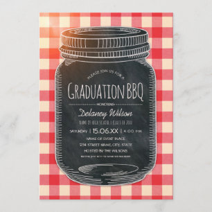 Invitation Graduation BBQ Party Vintage Chalkboard Mason Jar