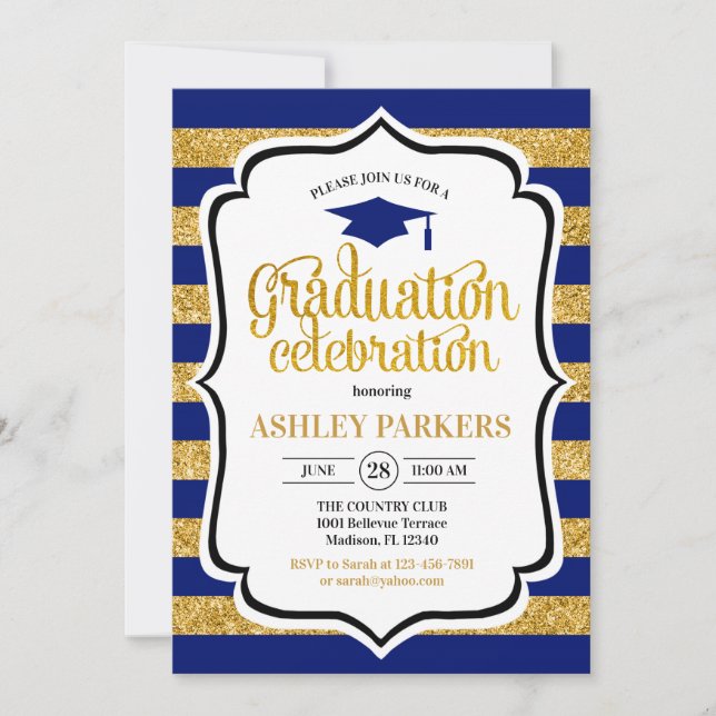 Invitation Graduation - Bleu de la Marine (Devant)