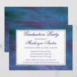 Invitation Graduation Blue-Ombre | Violet violet turquoise