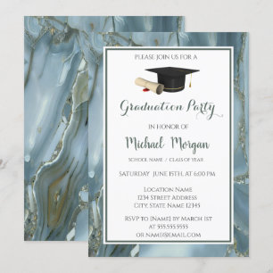 Invitation Graduation Cap Marbre, Stone Graduation Party