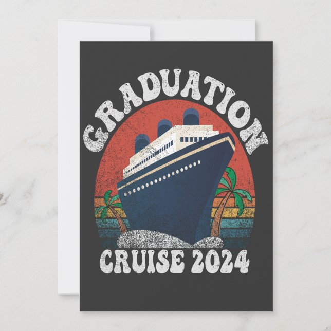 Invitation Graduation Cruise 2024 Drôle été vacances Rétro (Devant)
