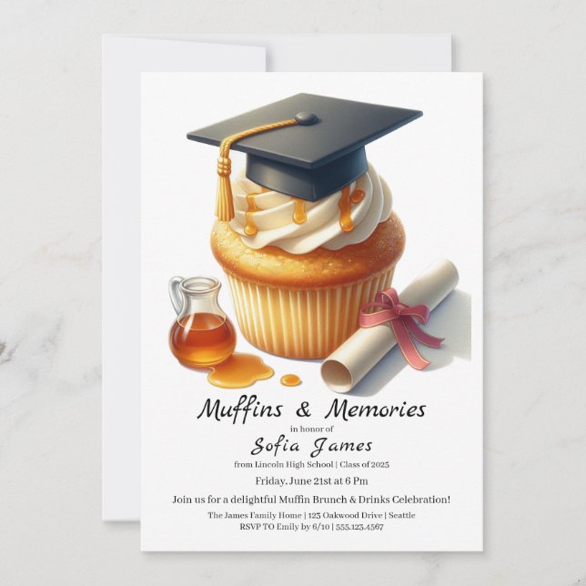 Invitation Graduation Cupcake Brunch Celebration (Devant)