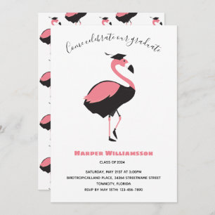 Invitation Graduation d'animal de Flamant rose rose