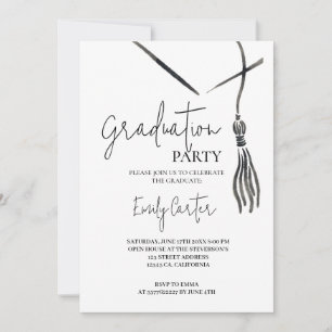 Invitation Graduation de calligraphie d'encre minimaliste