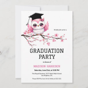 Invitation Graduation de la Chouette rose