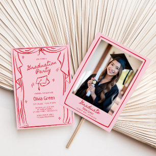Invitation Graduation de la main dessinée blanc blanc
