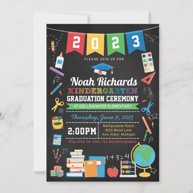 Invitation Graduation de la maternelle - modifier pour n'impo (Devant)
