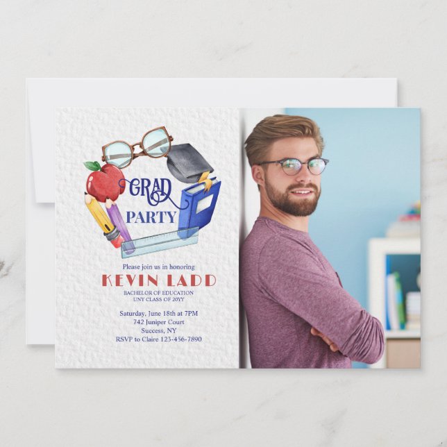 Invitation Graduation de l'enseignant de l'école Photo Invita (Devant)