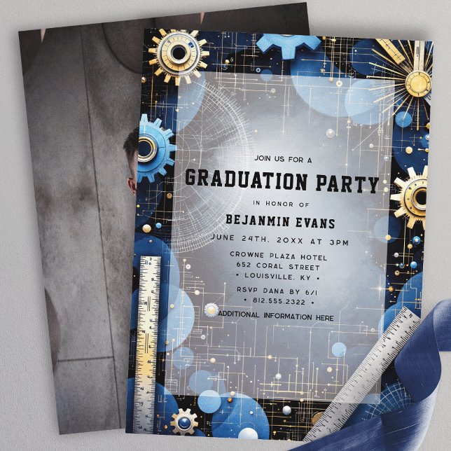 Invitation Graduation de l'ingénierie engrenages Plan directe (Créateur téléchargé)