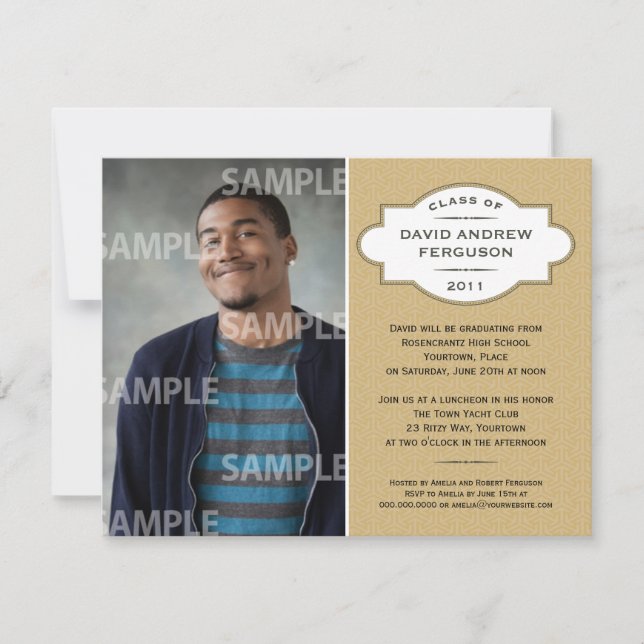 Invitation Graduation de médaillon géométrique (Devant)