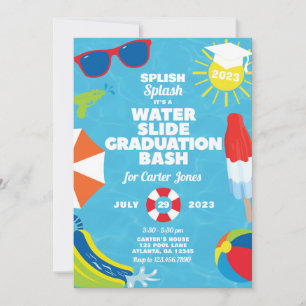 Invitation Graduation de toboggan Bash / Pool Party Invitatio