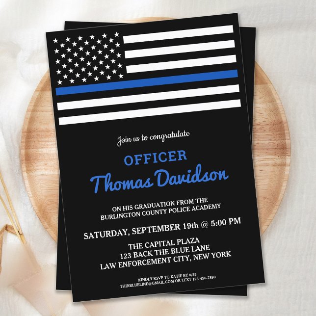 Invitation Graduation D'Officier De Police Moderne Léger Lign (Créateur téléchargé)