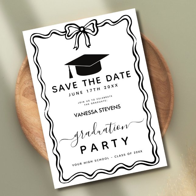 Invitation Graduation Doodles dessinés à la main Enregistrer  (Créateur téléchargé)