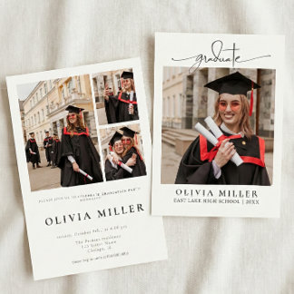 Invitation  Graduation Elegant Photo Handwritten Grad party