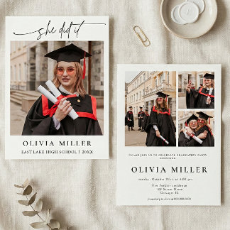 Invitation  Graduation Elegant Photo Handwritten Grad party