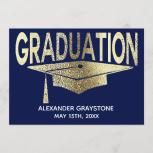 Invitation Graduation Enregistrer La Date Moderne Faux Gold B