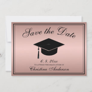 Invitation Graduation Enregistrer la date Script Rose Gold