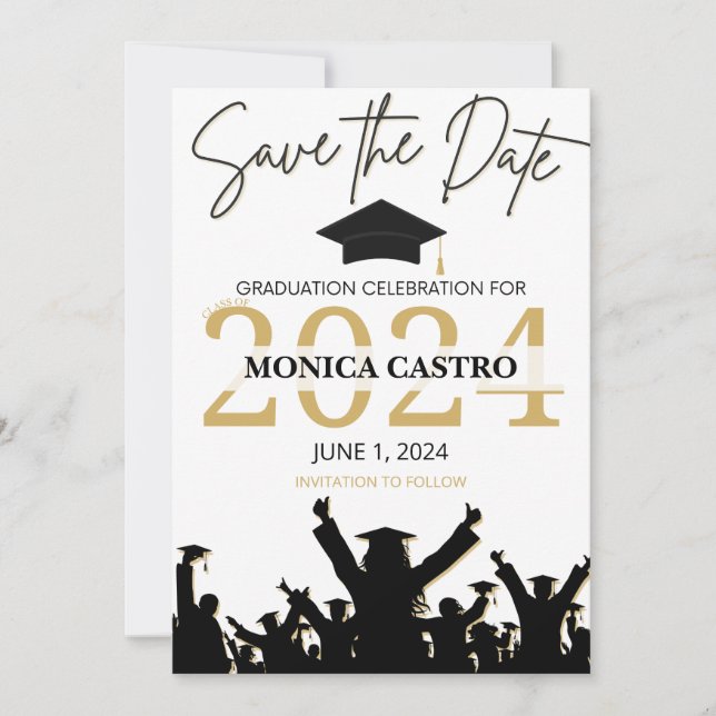 Invitation Graduation Enregistrer l'invitation à la date (Devant)