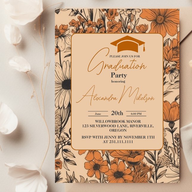 Invitation Graduation florale Boho (Créateur téléchargé)