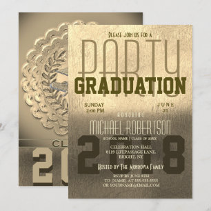 Invitation Graduation Fun Gold Foil Metallic