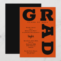 Graduation Gras GRAD noir et orange
