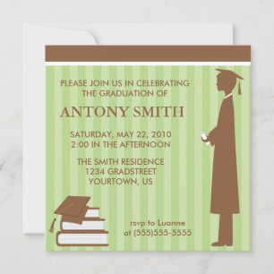 Invitation Graduation Greens Stripes