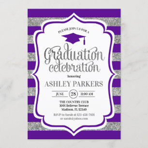 Invitation Graduation - Grèves d'argent mauve