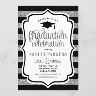 Invitation Graduation - Grèves d'argent noir