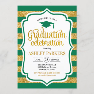 Invitation Graduation - Grèves d'or vertes