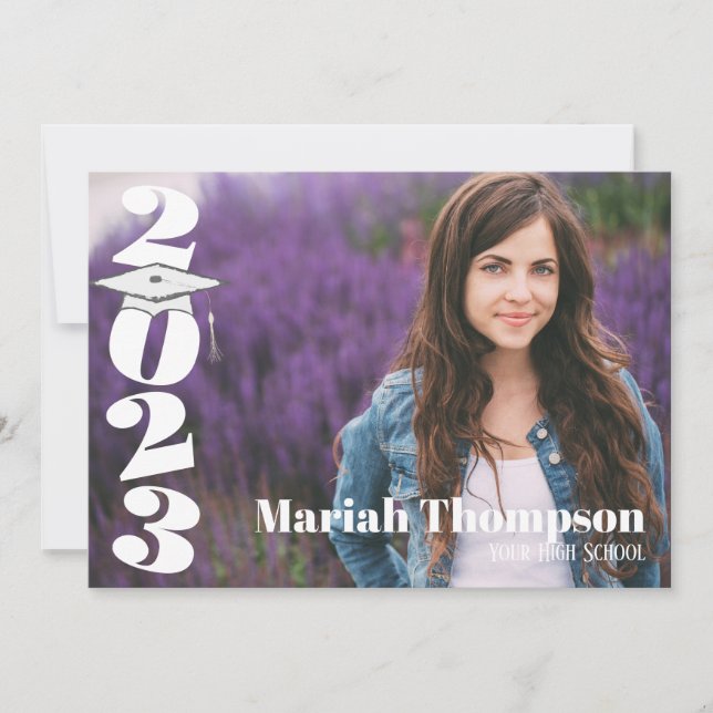 Invitation Graduation Marine Photo Classe Simple De 2023 QR C (Devant)