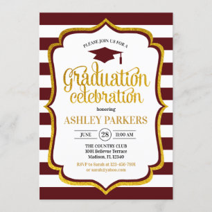 Invitation Graduation - Maroon Gold White