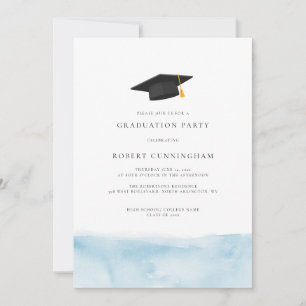 Invitation Graduation Minimaliste 2024 Watercolor Grad Party