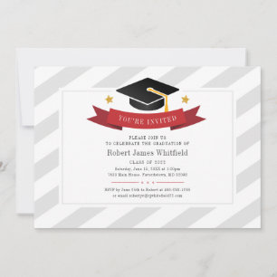 Invitation Graduation Moderne 2022 Gris Blanc Typographie