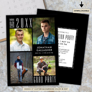 Invitation Graduation Moderne classe lisse de 20XX Noir