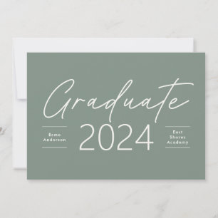 Invitation Graduation moderne élégant script sauge vert