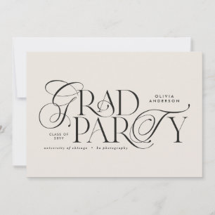 Invitation Graduation moderne élégante typographie noir & bla