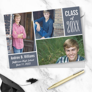 Invitation Graduation moderne Photo Collage Classe de 20XX