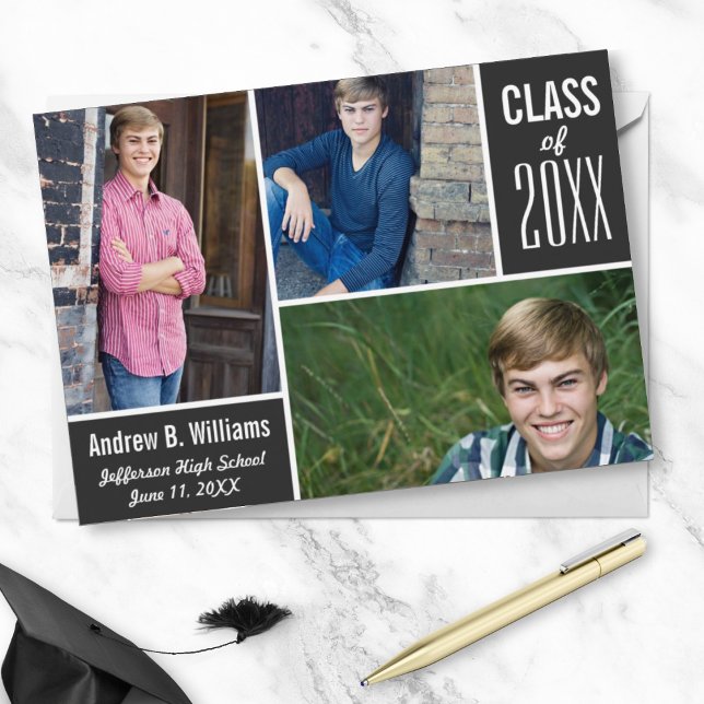 Invitation Graduation moderne Photo Collage Classe de 20XX (Créateur téléchargé)