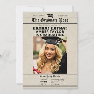 Invitation Graduation Newspaper “Extra Extra” Photo