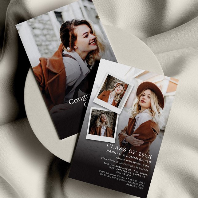 Invitation Graduation Party 2023 4 Photos Moderne Grad (Graduation 2024 Open House Party Photo Collage Invitation)