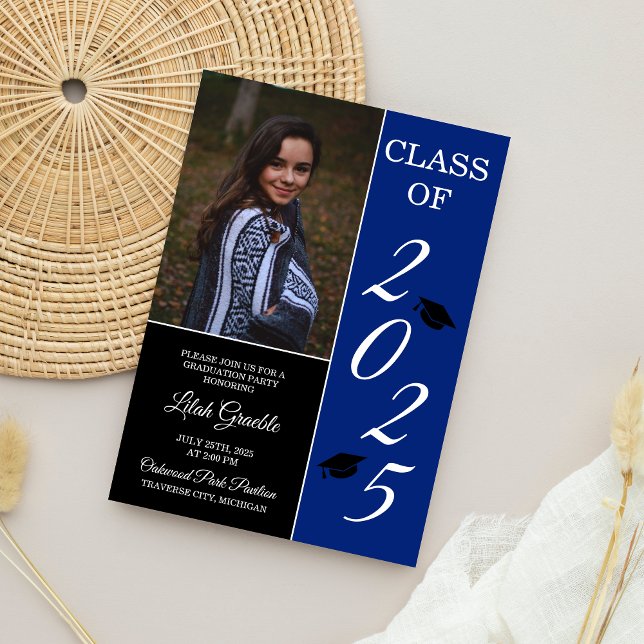 Invitation Graduation Party 2025 Grad Casquette Blue (Créateur téléchargé)