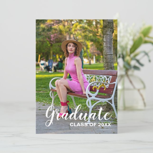 Invitation Graduation Party 2025 Photo - Script chic (Debout devant)