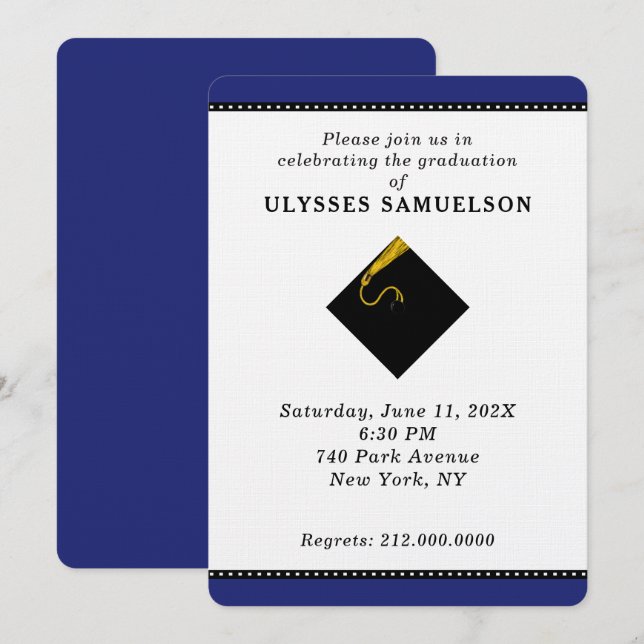 Invitation Graduation Party Blue (Devant / Derrière)