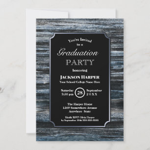 Invitation Graduation Party Bois Argent Frontière