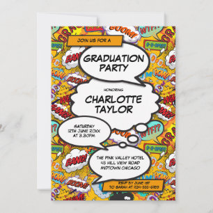 Invitation Graduation Party Fun Comic Book Classe de 2022