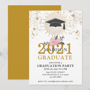Invitation Graduation Party Gold Rose Classe De 2021