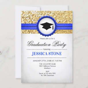 Invitation Graduation Party - Gold Royal Blue White