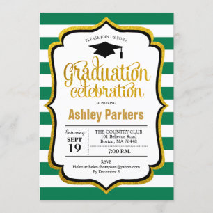 Invitation Graduation Party - Green White Gold